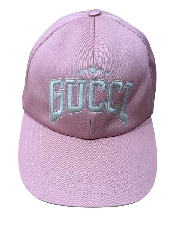 Gucci Embroidered Cotton Baseball Cap Hat Pink Medium 58 cm Unisex main image 4